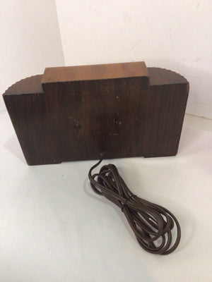 Art Deco Brown Wood Electric Clock