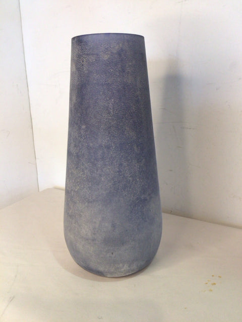 Blue Frosted Glass Vase
