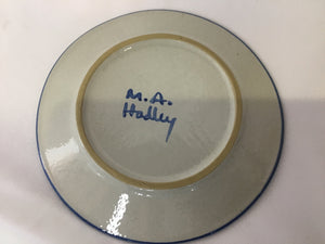 M.A. Hadley Gray/Blue Pottery Bread Plate