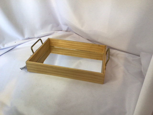 Natural Wood Mirrored Tray