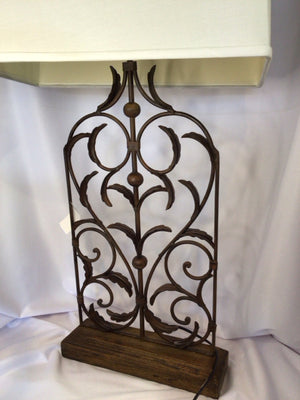 Ornate Brown Metal Leaf Lamp