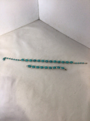 Blue/Silver W/Bracelet Necklace Set