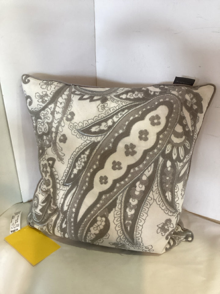 Lacourte Gray Down Paisley Pillow