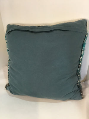 White/Aqua Sweater Pillow