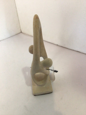 Mid Century Tan Stone People Statue