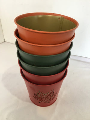 Set of 6 Multi Metal Leaf Planter