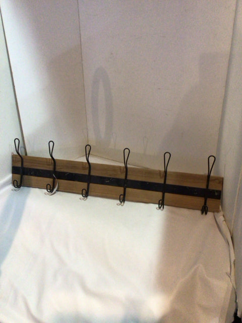 Hanging Wood/Metal Brown Wall Hook