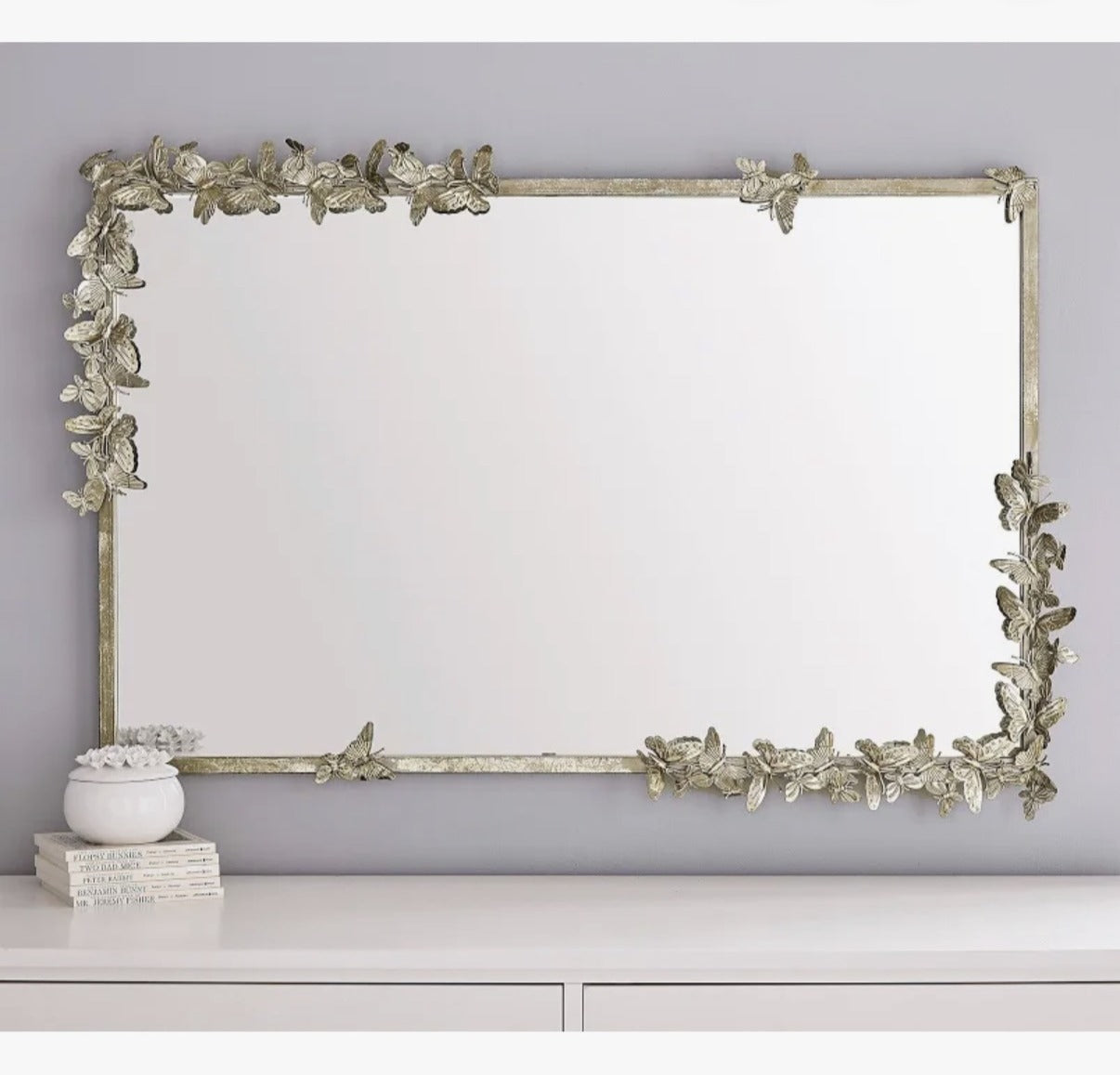 Pottery Barn Kids Silver Metal Butterflies Mirror