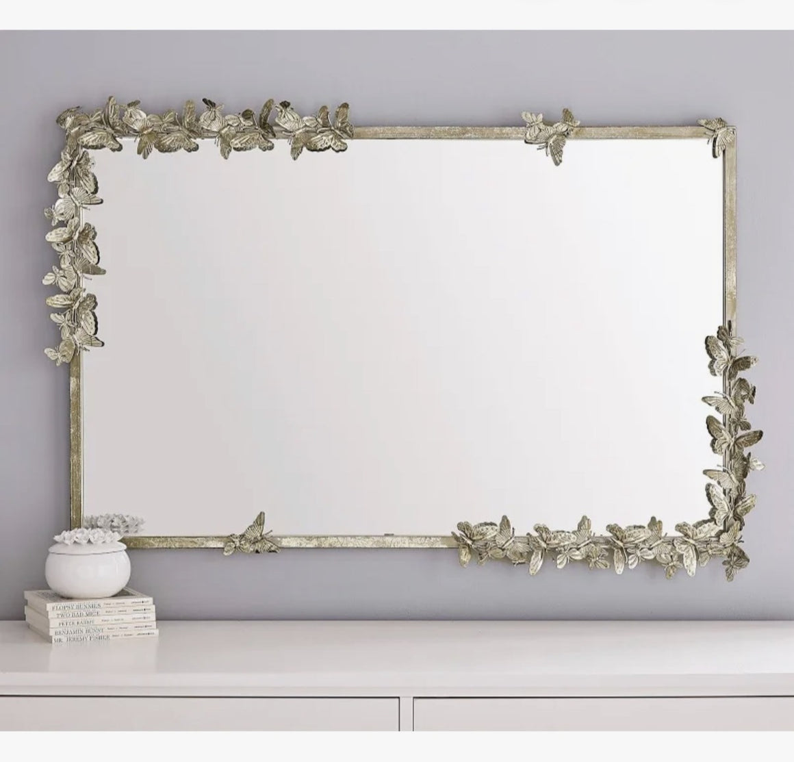 Pottery Barn Kids Silver Metal Butterflies Mirror