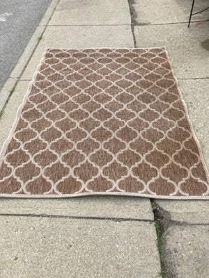 Indoor/outdoor Polyester Brown/Cream Rug