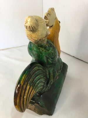 Oriental Green Ceramic Bird Sancai Glaze Statue