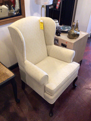 Wing Back Leaf Cream Chair