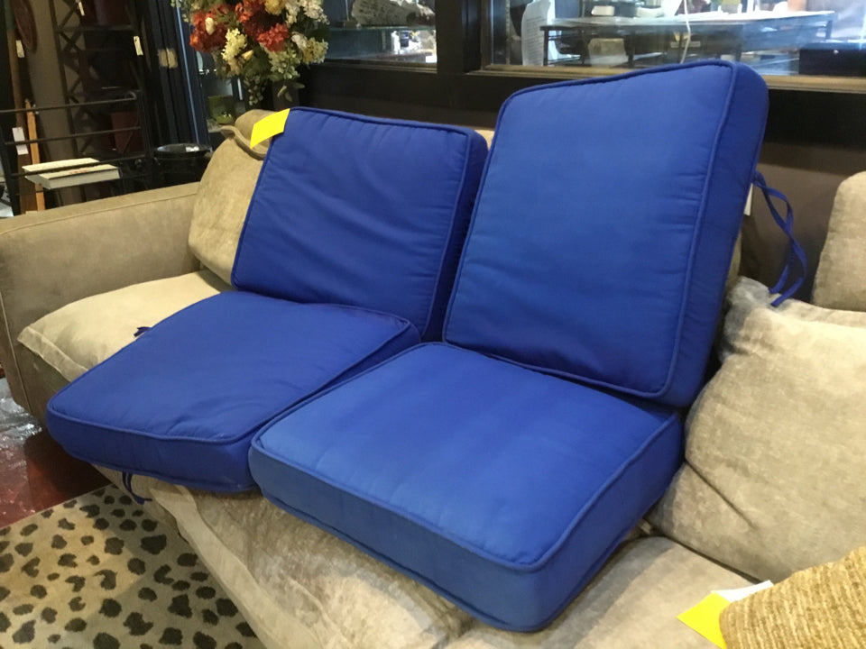 Pair Blue Outdoor/Outside Cushion