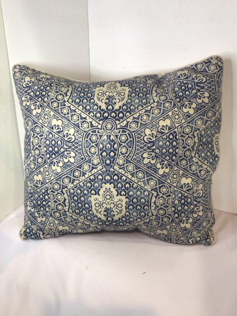 Blue/White Linen Down Print Pillow