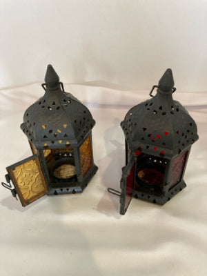 Moroccan Black Metal Pair Lantern