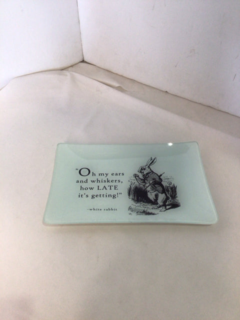 Easter Black/White Glass Rabbit Tray