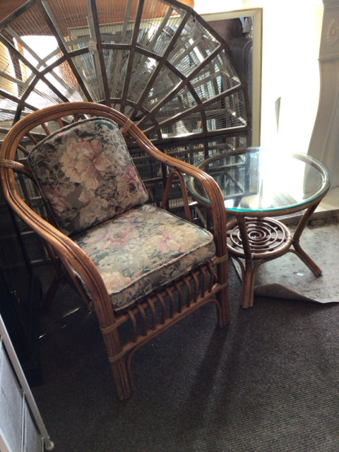 Bohemian Rattan w/Table 2 Piece Natural Chair Set