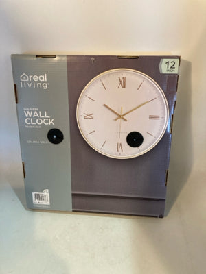 Wall Gold/White Round Clock
