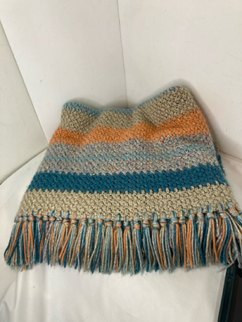 Multi-Color Acrylic Crochet Stripe Fringe Throw