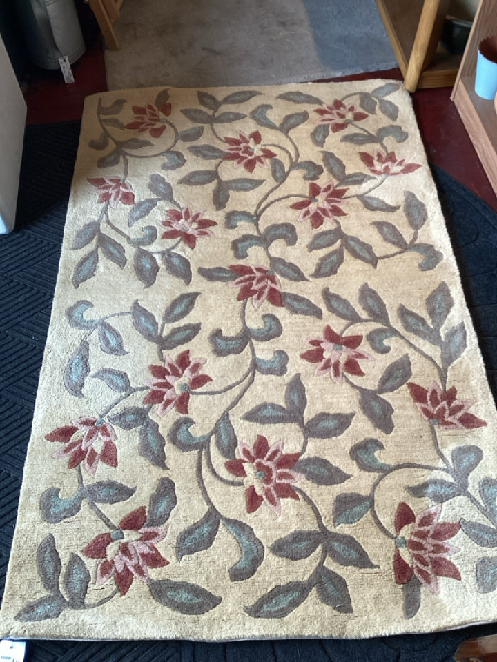 Wool Floral Tan/multi Rug