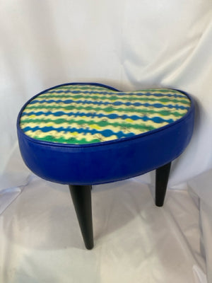 Vinyl Blue/Green Stool/Foot Stool/Ottoman