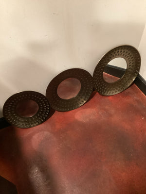 Set of 3 Bronze Metal Round Flowers Mirror