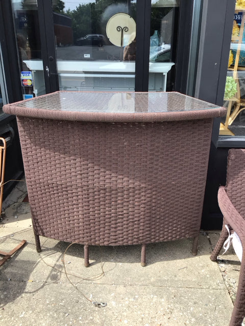 Outdoor/Outside Wicker W/Stool Brown Bar