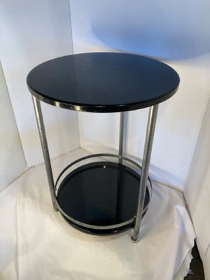Side Wood/Metal Tiered Black Table