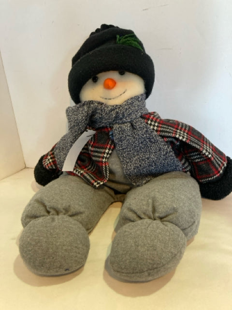 Gray/Multi Cotton Stuffed Snowman Holiday Item