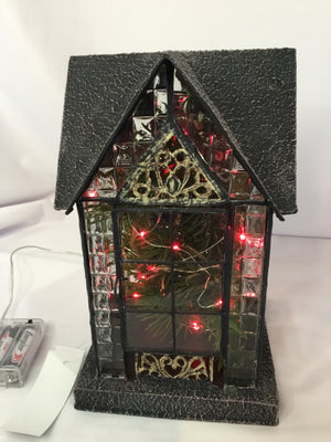 Battery Operated Black Resin Haunted House Holiday Item