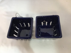 Pair Blue Ceramic Berry Basket