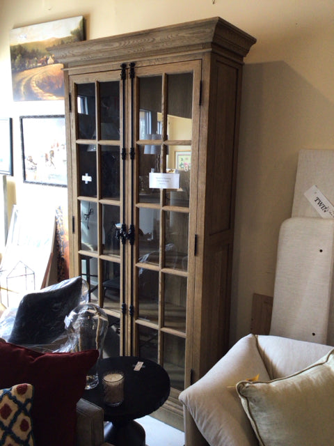Restoration Hrd. Rustic Brown Wood/Glass Glass Front Cabinet