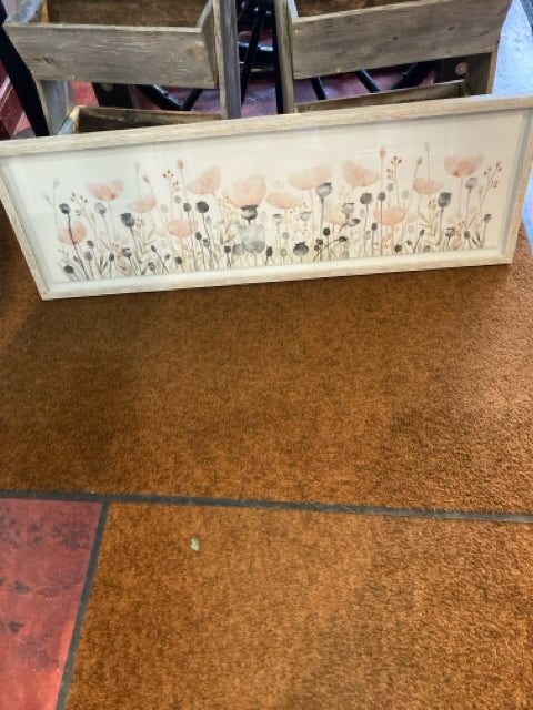 Pink/Gray Floral Framed Art