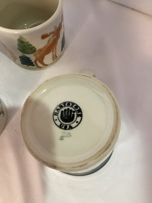 Hartstone Set of 4 White/Green Ceramic Mug Set
