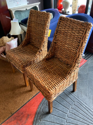 Pair Wicker Brown Chair Set