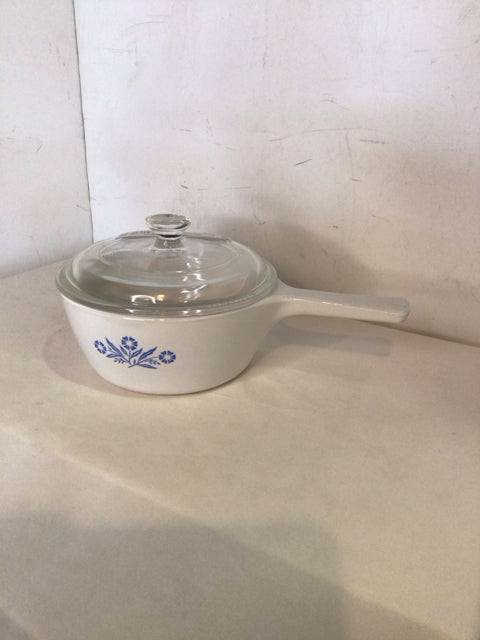 Corningware Sauce White/Blue Glass Flowers Dish