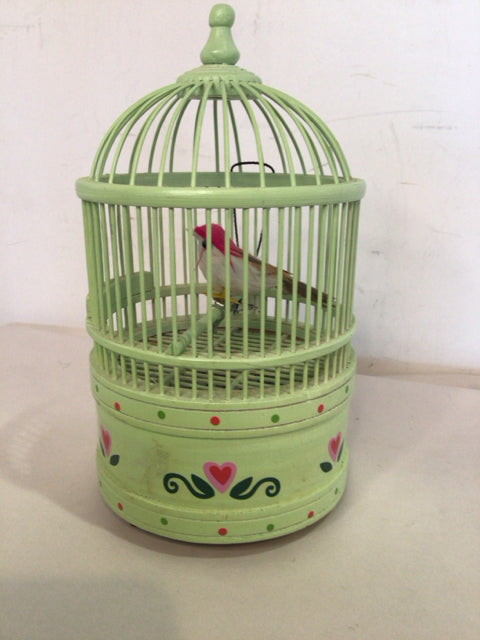 Green W/Eggs Wind Up Bird Cage