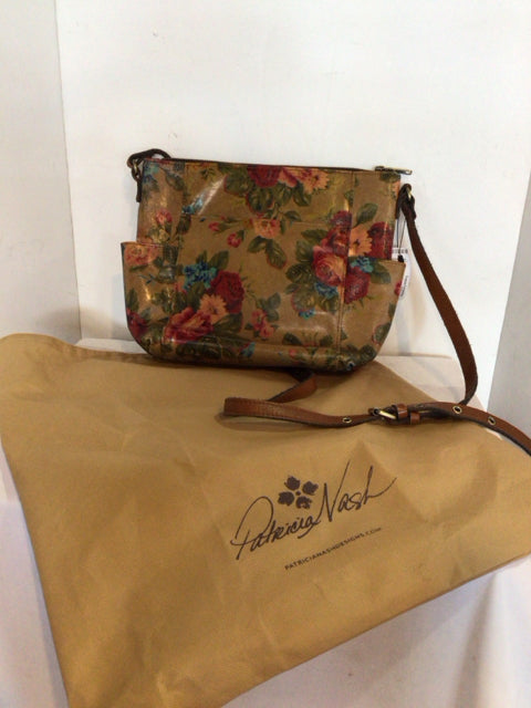 Patricia Nash Leather Tan Floral Purse Acces.