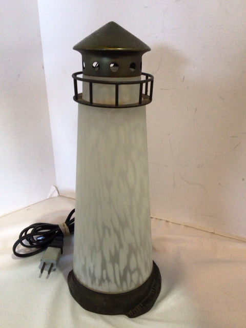 White Frosted Glass Light House Lamp