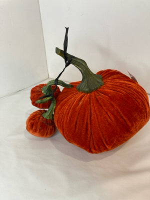 Orange Velvet Pumpkin Set of 3 Holiday Item