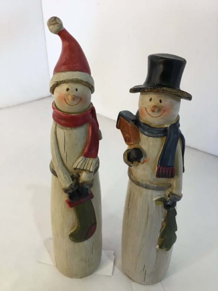 Christmas White/Multi Wood Snowmen Pair Holiday Item