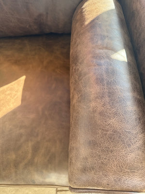 Poly & Bark Modern Leather Tufted Cognac Sofa/Couch 7WM9G7S3