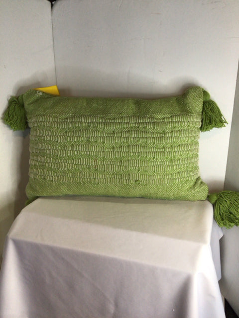 Green Polyester Tassels Pillow