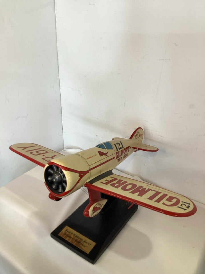 White/Red Wood Airplane Model