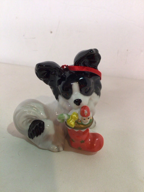 Christmas Multi-Color Porcelain Dog Ornament Holiday Item