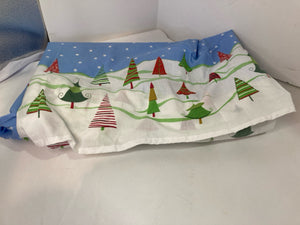 Tablecloth Baby Blue Cotton AS IS Christmas Tree Holiday Item