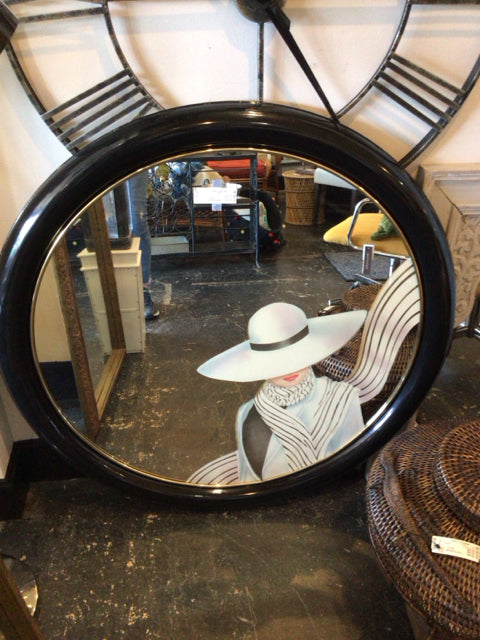 Art Deco Black Plastic Woman As Is Mirror