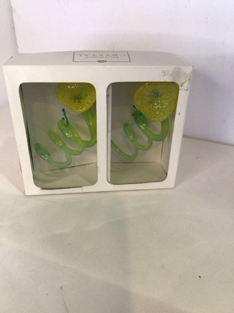 Glass Yellow Set of 2 Napkin Holder