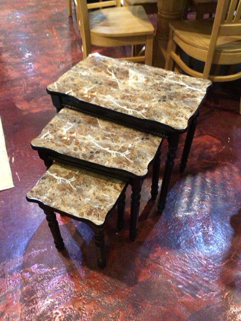 Nesting Wood Set of 3 Side/End Brown/black Table