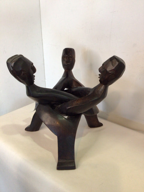Carved Brown Wood Sculpture